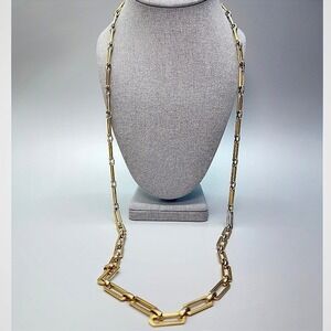 Monet Vintage Long Link Gold Tone Necklace 36" Opera Paperclip Chain Flapper